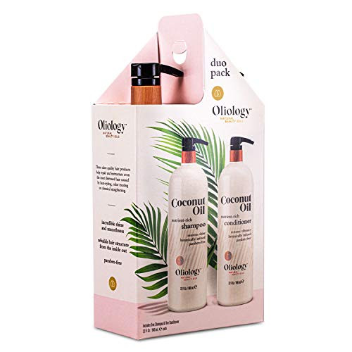 Oliology Nutrient Rich Coconut Oil Shampoo And Conditioner Combo Pack Helps Restore Damaged Hair Provides Intense Shine Moisturizing And