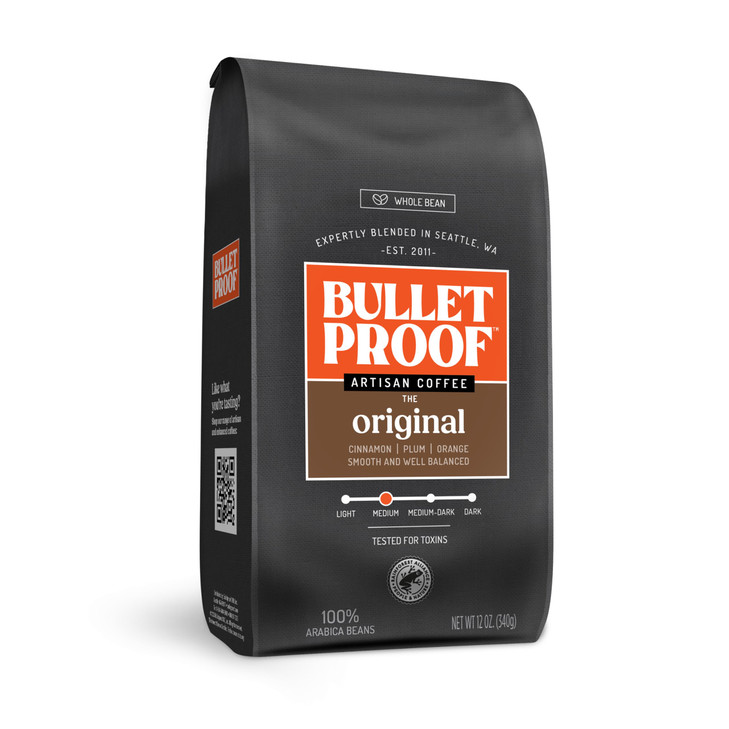 Bulletproof Original Medium Roast Whole Bean Coffee 12 Ounces Clean Coffee Tested For Toxins