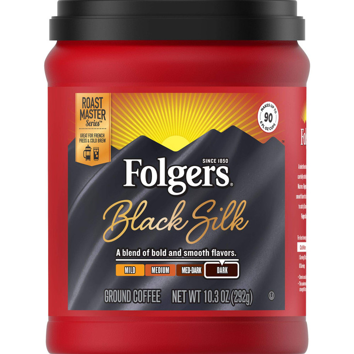 Folgers Black Silk Dark Roast Ground Coffee 10.3 Ounces