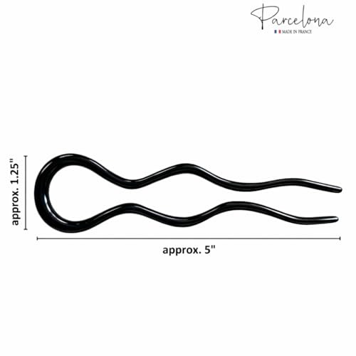 Parcelona French Black 5 Inch Extra Large Wavy Crink U Shaped Hair Pin 2 Pcs