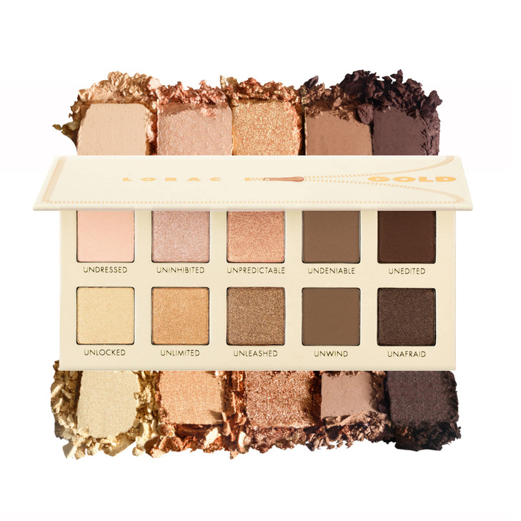 Lorac Unzipped Matte And Glitter Eyeshadow Palette Gold Cruelty Free Gluten Free Vegan