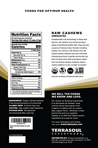 Terrasoul Superfoods Organic Raw Cashews 4 Lbs Pack Of 2 Premium Quality For Snacking Baking And Culinary Creations