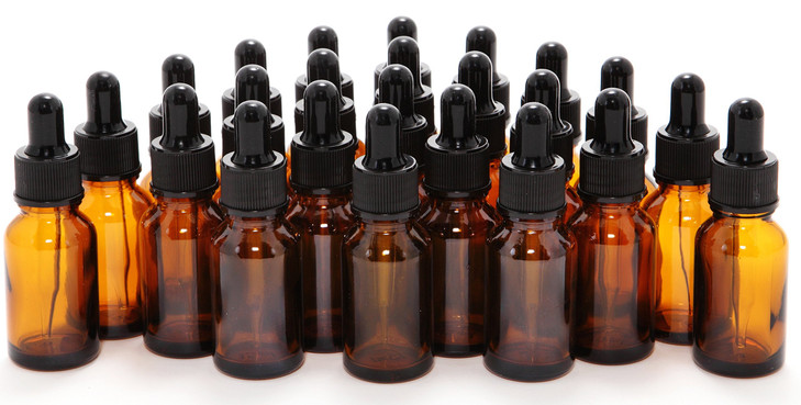 Vivaplex Amber 15Ml Glass Bottles With Glass Eye Droppers 24 Pk