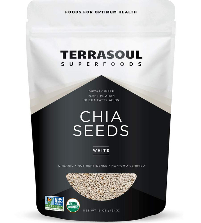 Terrasoul Superfoods Organic White Chia Seeds 16 Oz Omega Fats Fiber Plant Protein