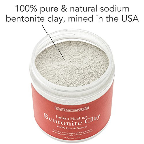 Pure Body Naturals Bentonite Clay Powder Indian Healing Clay 8 Oz