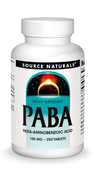 Source Naturals PABA, para-Amino Benzoic Acid, 100 mg Dietary Supplement - 250 Tablets