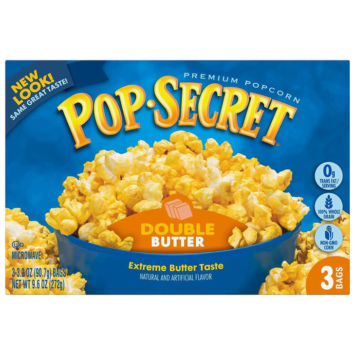 Pop Secret Popcorn Double Butter 3 Count Box 9.6 Oz