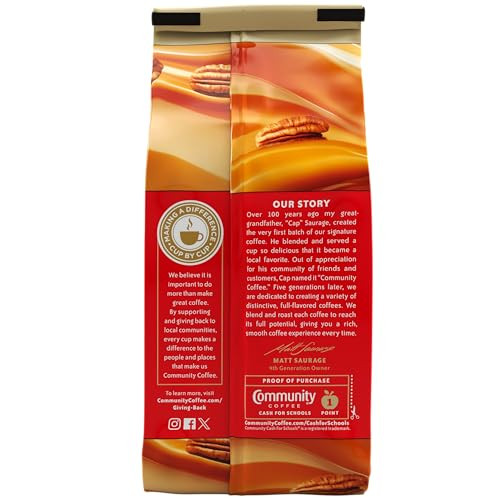Community Coffee Southern Pecan Praline Flavored 12 Ounce Medium Roast Ground 12 Ounce Pack Of 1