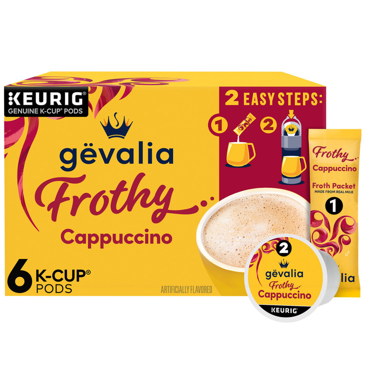 Gevalia K Cup Coffee Pods And Froth Packets Kit 6 Ct Cappuccino Espresso
