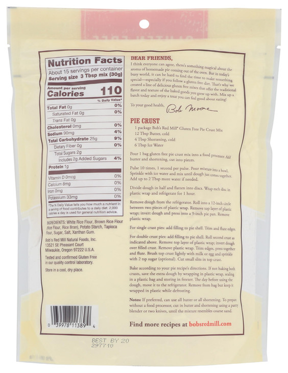 Bob S Red Mill Gluten Free Pie Crust Mix 16 Oz