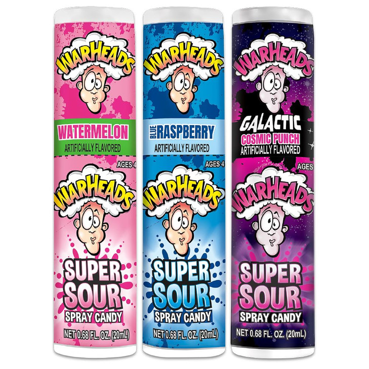 Warheads Super Sour Candy Spray Assorted Flavors 0.68 Oz 3 Pack
