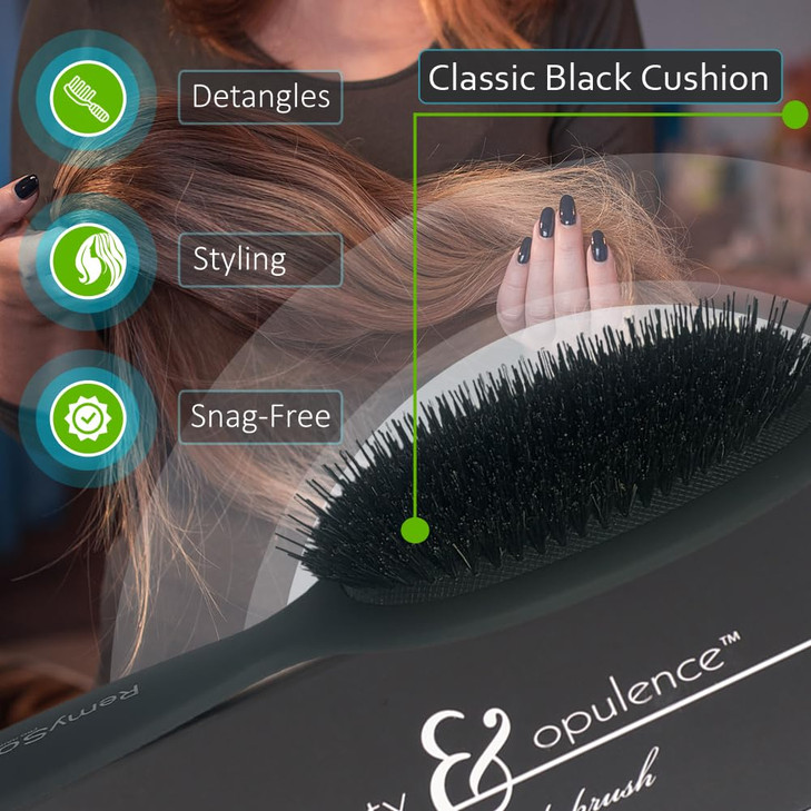 Remysoft Beauty And Opulence Boar Bristle Brush Safe For Hair Extensions Weaves And Wigs