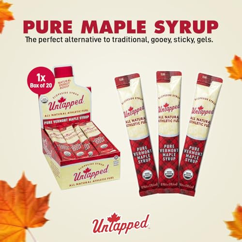 Untapped Vermont Maple Syrup Packets For Athletes Box Of 20 0.96 Fl Oz Organic Pure Maple Syrup For Natural Endurance Energy Fuel To Keep