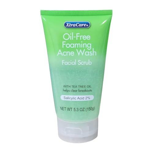 Xtracare Oil Free Foaming Acne Wash Facial Scrub 5.3 Oz. With Tea Tree Oil Pack Of 2