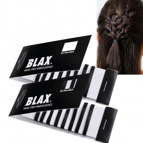 Blax Black Hair Elastics Seamless Snag Free Hair Ties 4Mm 8 Count 2Pk