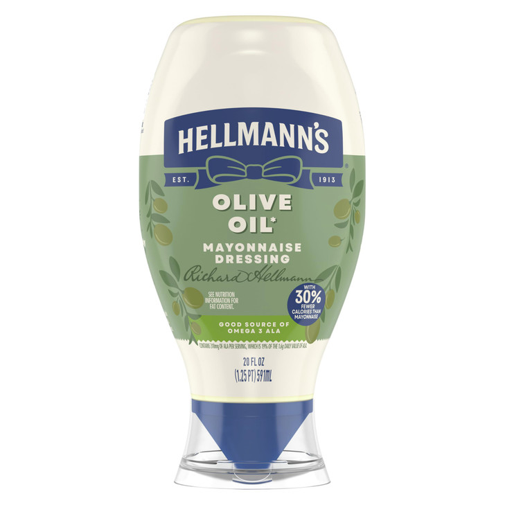 Hellmann S Olive Oil Mayonnaise 20 Oz Mayo Squeeze Sandwich Spread 1Pk