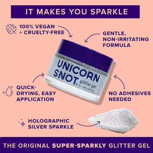 Unicorn Snot Holographic Face Glitter And Body Glitter Gel Hair Glitter Vegan And Cruelty Free 1.7 Oz Silver Glitter Disco