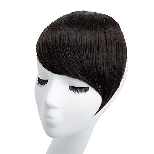 Sarla Black Brown Side Bangs Clip In Synthetic Hair Pieces Straight Bangs Extension For Women