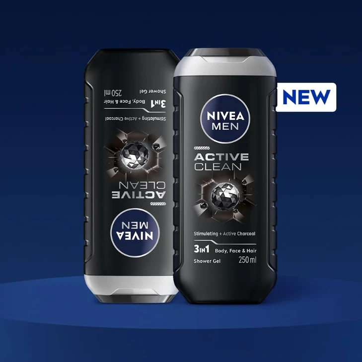 Nivea Men Hair Face And Body Wash Active Clean Shower Gel 250Ml