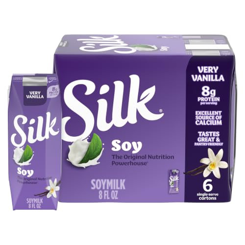 Silk Plant Based Shelf Stable Soy Milk Very Vanilla 8 Fl Oz 6 Count
