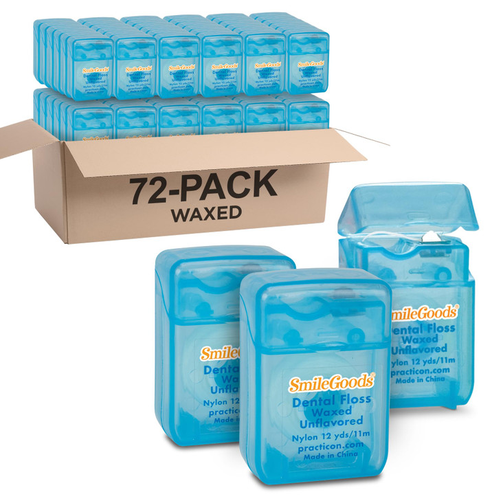 Smilegoods Waxed Dental Floss 12 Yds Unflavored Bulk Pack Of 72