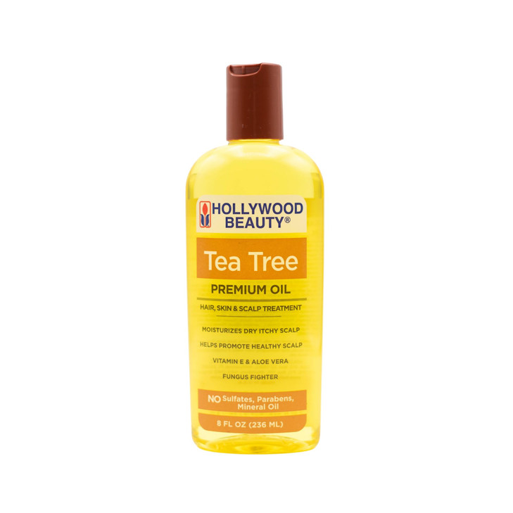 Hollywood Beauty Tea Tree Oil for Hair, Scalp, and Skin, 8 fl oz - Moisturizes Dry, Itchy Scalp, Blended with Vitamin E & Aloe