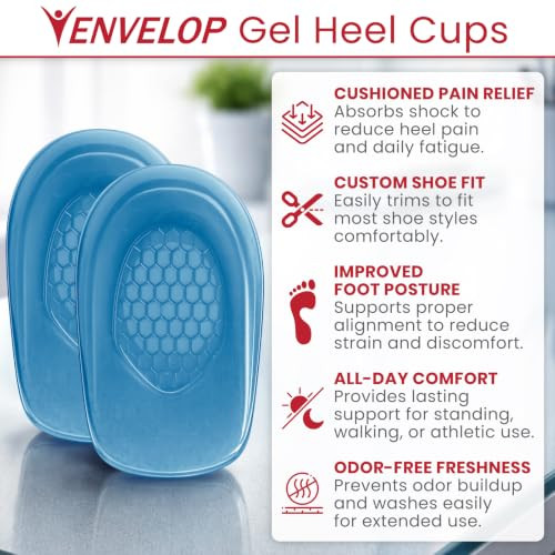 Vive Envelop Gel Heel Cups Heel Cushion For Women Men Bone Spur