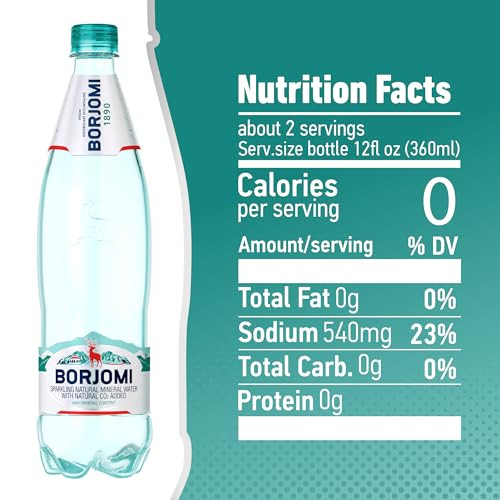 Borjomi Sparkling Mineral Water With Natural Minerals Crisp And Bold Taste Pet Bottles 25.3 Oz Bottled Water 6 Pack