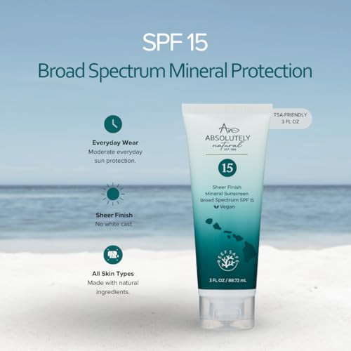 Absolutely Natural Spf 15 Mineral Sunscreen Broad Spectrum Water Resistant Moisturizer Lotion For Body And Face With Non Nano Zinc Oxide