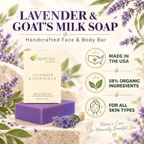 Lavender And Goat Milk Soap With Organic Shea Butter And Lavender Oil. 4.5 Oz