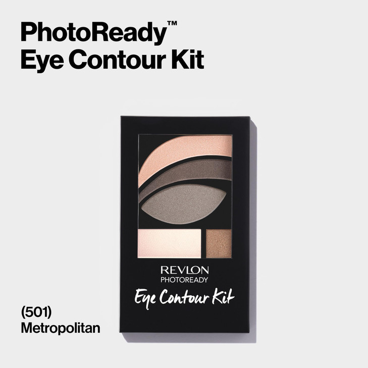 Revlon PhotoReady Eye Contour Kit, Eyeshadow Palette with 5 Wet/Dry Shades & Double-Ended Brush Applicator, Metropolitan (501), 0.1 oz