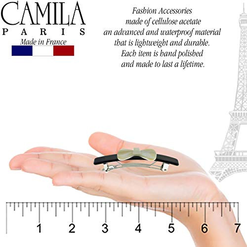 Camila Paris Cp2244 French Hair Barrette Clip For Girls Handmade Black And White Automatic Strong Hold Grip Hair Clips For Women No Slip And