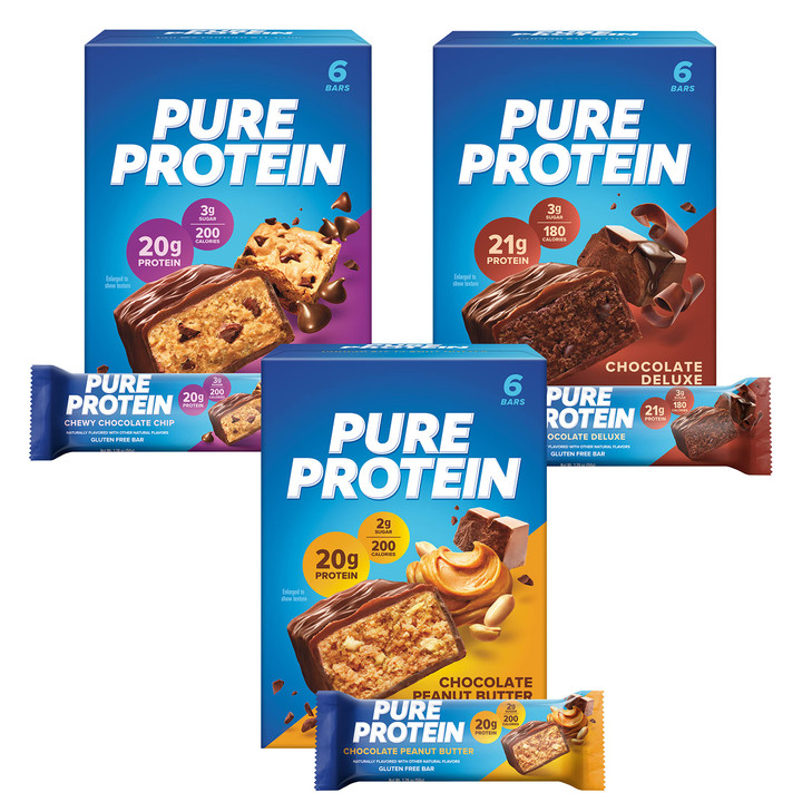 Pure Protein Variety Pack Protein Bars 20G 21G Protein Gluten Free 18 Ct