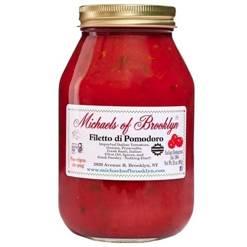 Michaels Of Brooklyn Filetto Di Pomodoro Tomato Sauce 32 Oz Jar Non Gmo Gluten Free Italian Pasta Sauce With Prosciutto Imported Tomatoes