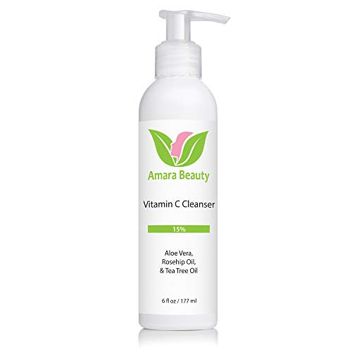 Amara Beauty Facial Cleanser With 15 Percent Vitamin C Aloe Vera Rosehip Oil And Tea Tree Oil 6 Fl. Oz