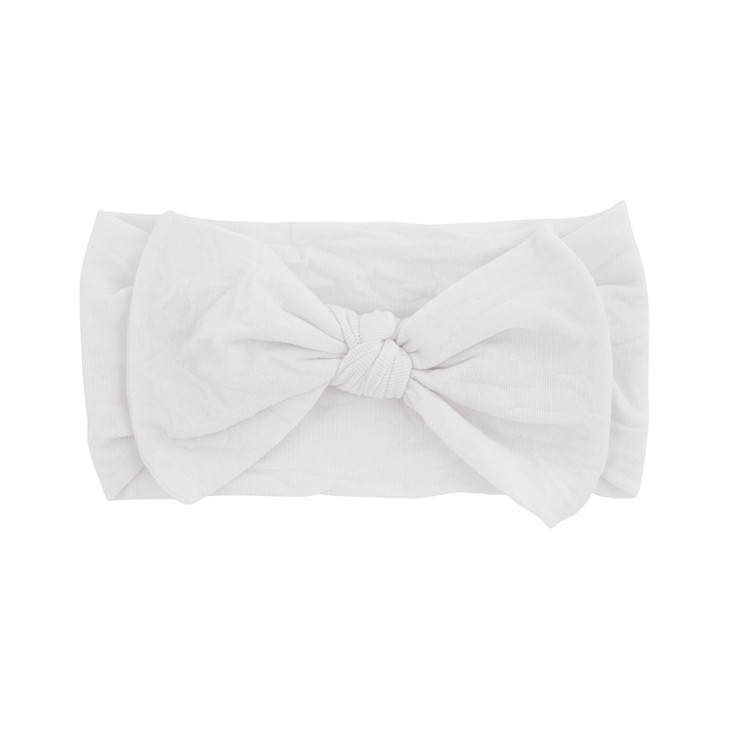 Wee Ones Stretch Nylon Baby Band With Nylon Bowtie White 6 24 Months