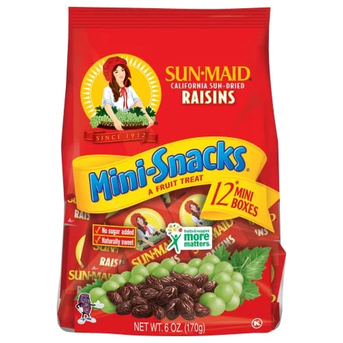 Sun Maid California Dried Raisins Mini Snack Packs .5 Oz Boxes 6 Ct Pack Of 2