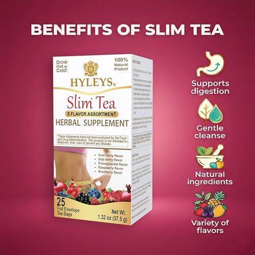 Hyleys Slim Tea 5 Flavor Weight Loss Variety Pack Senna Tea 25 Bags