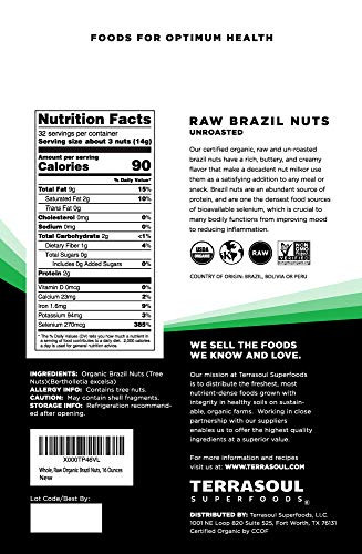 Terrasoul Superfoods Organic Brazil Nuts 1 Lb Raw Unsalted Rich In Selenium