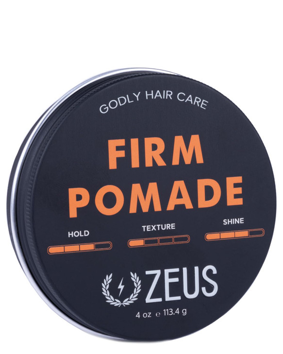 Zeus Firm Hold Hair Pomade For Men Natural Shine Water Based 4 Oz