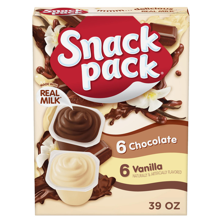 Snack Pack Chocolate And Vanilla Pudding Cups 3.25 Oz. 12 Ct Family Pack
