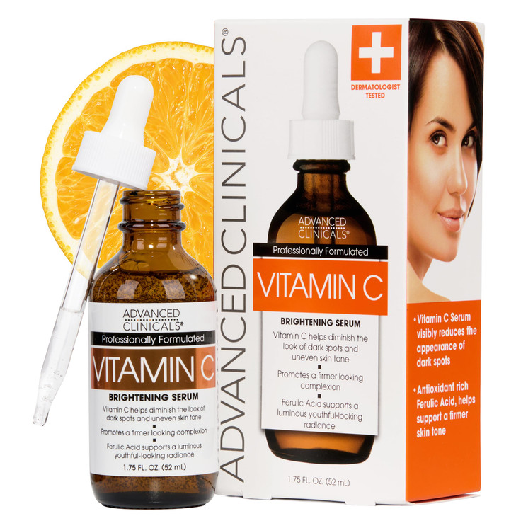 Advanced Clinicals Brightening Vitamin C Serum For Face With Glycolic Acid Plus Lactic Acid Vitamin C Eye Serum Face Moisturizer For