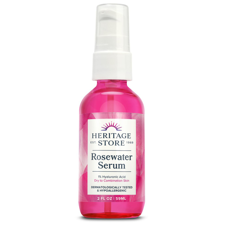 Heritage Store Rosewater Facial Serum 1 Percent Hyaluronic Acid 2 Oz