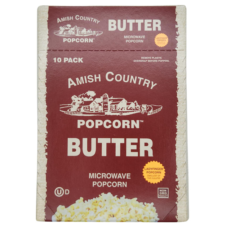 Amish Country Popcorn Old Fashioned Microwave Popcorn 10 Bags Ladyfinger Butter Non Gmo Gluten Free Microwaveable And Kosher 10 Bags