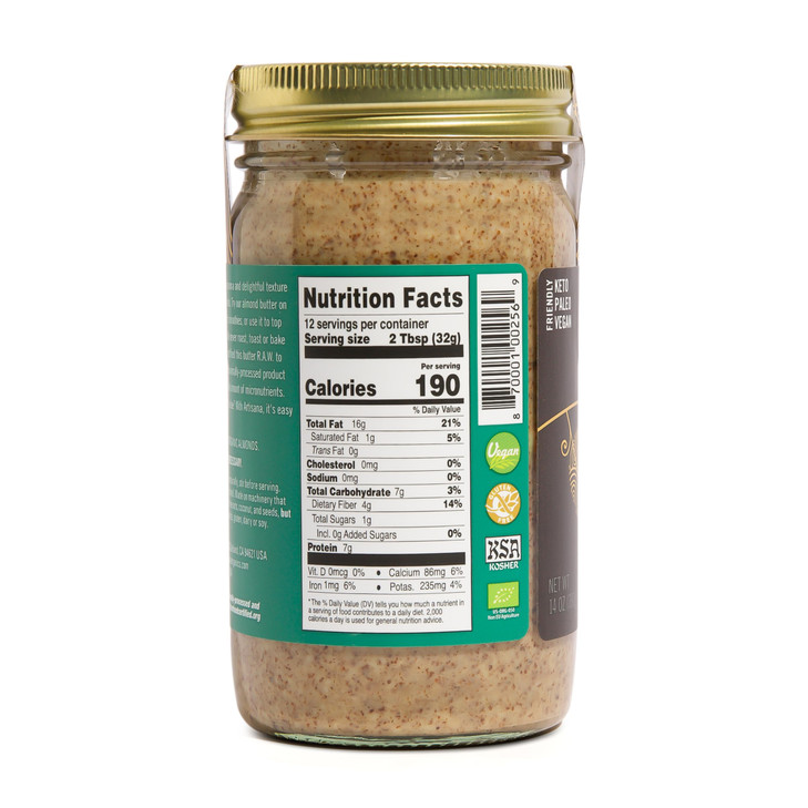 Artisana Organics Raw Almond Butter 14Oz Usda Organic No Sugar Added No Palm Oil Vegan Paleo And Keto Friendly Non Gmo