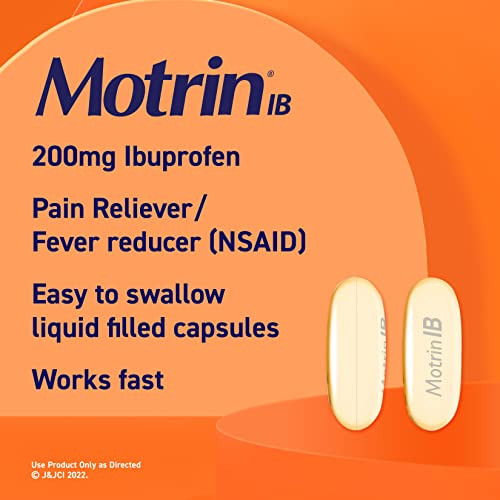 Motrin IB Ibuprofen 200mg Liquid Gels, Ibuprofen Pain Reliever & Fever Reducer for Adults, Relief from Minor Arthritis Pain, Muscle Aches, Headache,