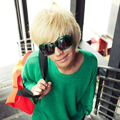 Omorfieer Short Blonde Wig Men Synthetic Wigs Male Halloween Party