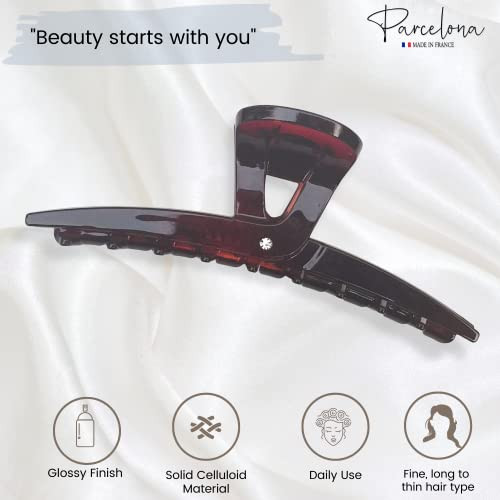 Parcelona French Pinch Tortoise Shell Covered Spring Crystal Jaw Hair Claw Clip Clamp Clutcher For Women