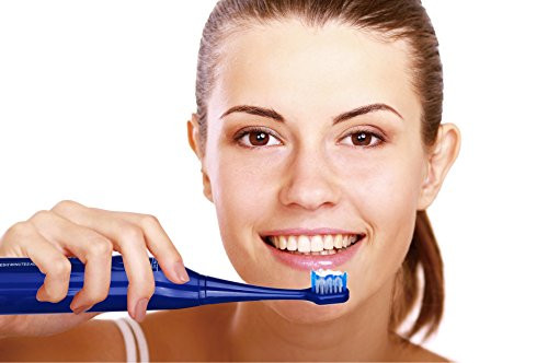 Pursonic S430 Power Rechargeable Sonic Toothbrush 40 000 Strokes Per Minute 12 Brush Head Replacements And Toothbrush Set Included Blue