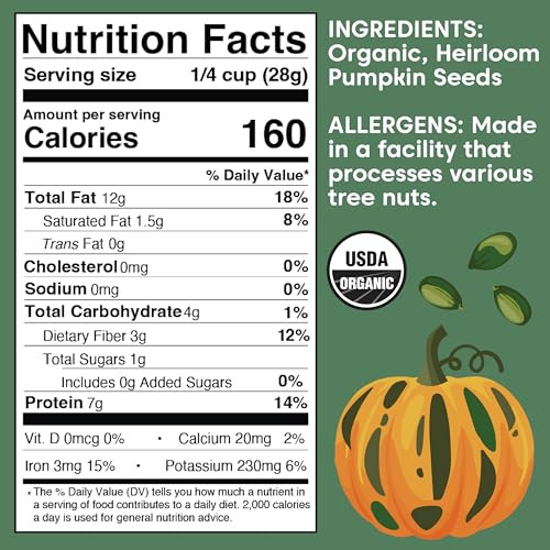 Wilderness Poets Organic Heirloom Pumpkin Seeds Styrian Variety No Shells Naturally Hulless.